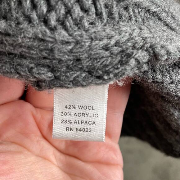 Banana Republic Sweater Women XS Gray Cable Knit Wool Alpaca V-Neck Short Sleeve - Picture 6 of 8